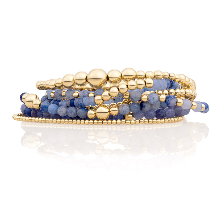 Blue Aventurine Mélange de bracelets Saturne Mélanges | Plaqué Or