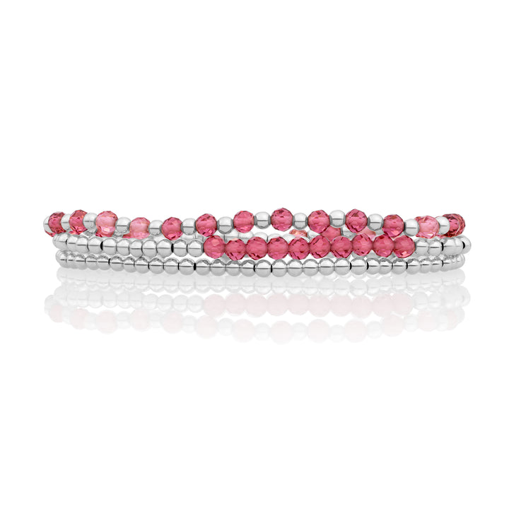 Fuschsia Quartz Interstellar Universe Bracelets Stack | Silver