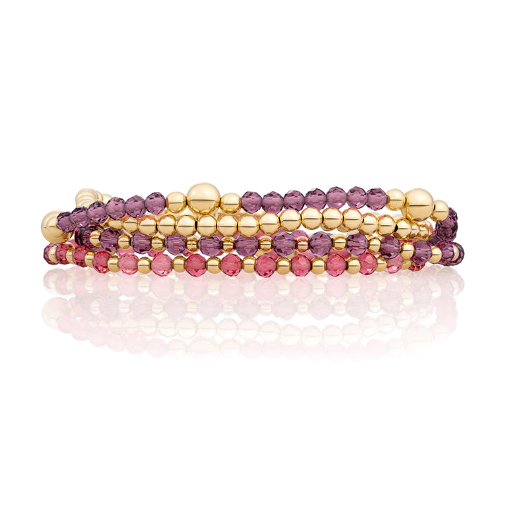 Aubergine Quartz Interstellar Bold Mix Bracelets Stack | vergoldet