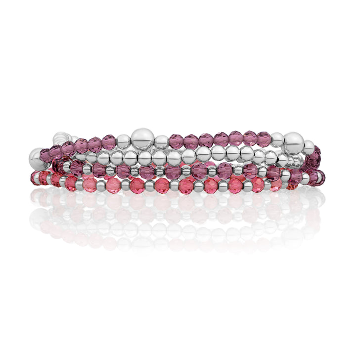 Aubergine Quartz Interstellar Bold Mix Armbanden Stack | Zilver