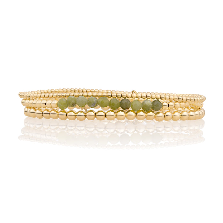 Southern Jade Universe Saturn Bracelets Stack | Gold Plated