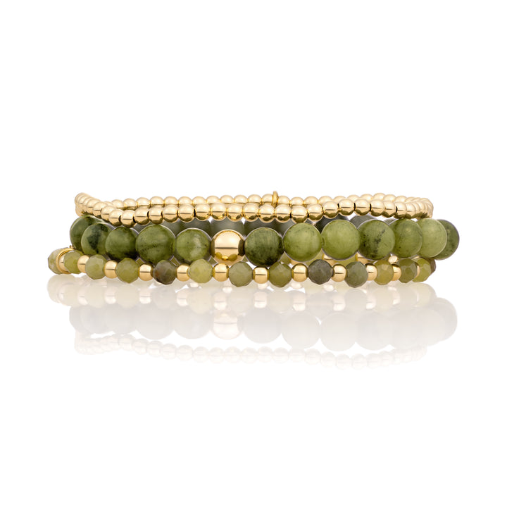 Southern Jade Interstellar Saturn Bracelets Stack | Gold Plated