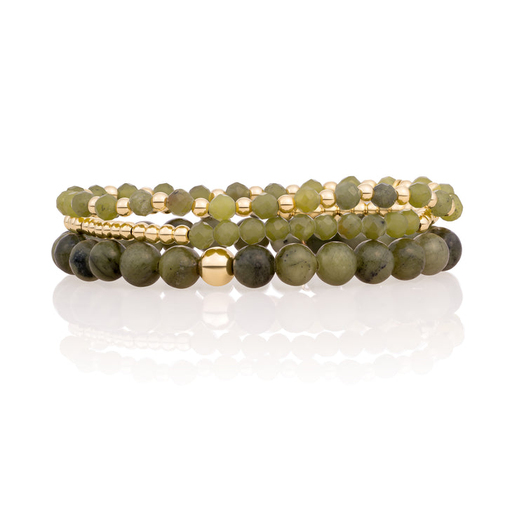 Southern Jade Saturn Interstellar Bracelets Stack | Gold Plated