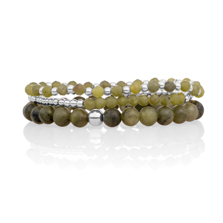 Southern Jade Saturn Interstellar Bracelets Stack | Silver