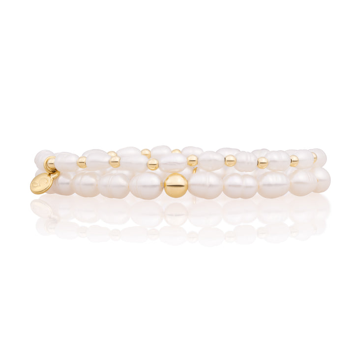 Pearl Saturn Interstellar Bracelets Stack | Gold Plated