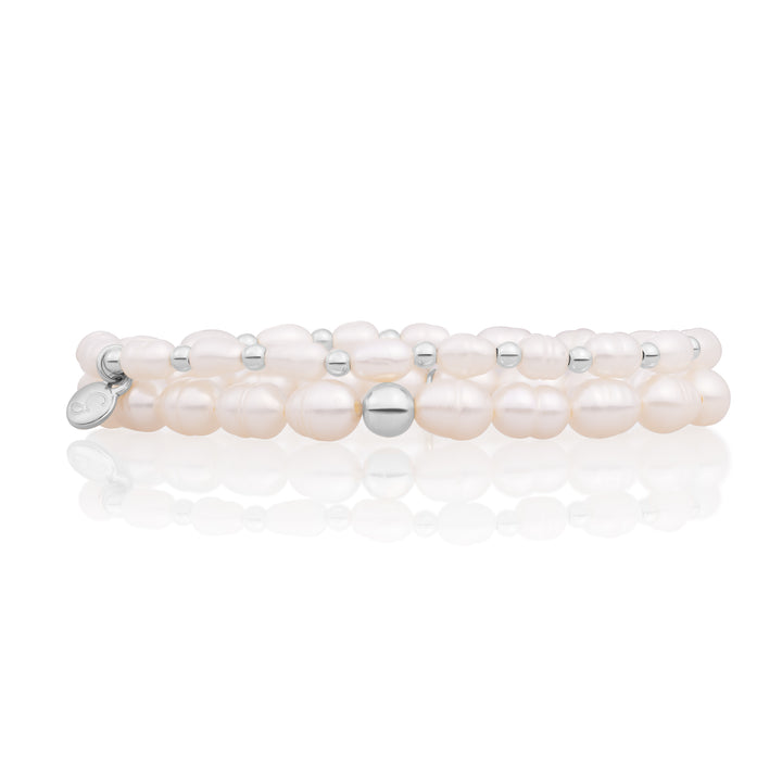 Pearl Saturn Interstellar Bracelets Stack | Silver