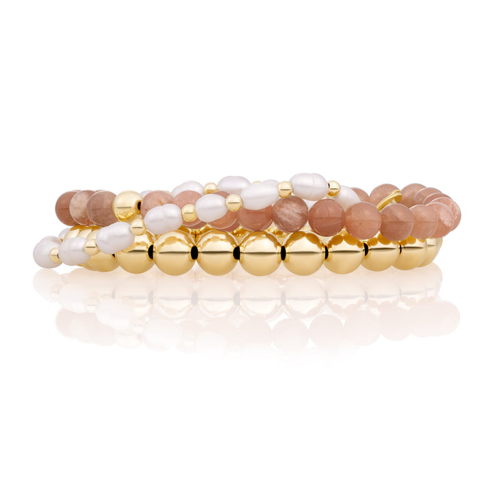 Pearl Interstellar Saturn Bracelets Stack | Gold Plated