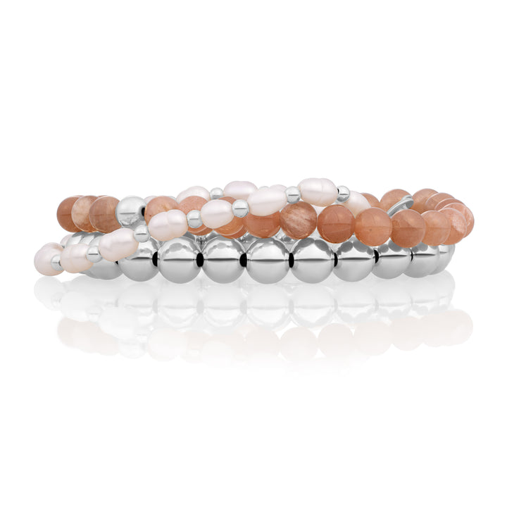 Pearl Interstellar Saturn Armbanden Stack | Zilver