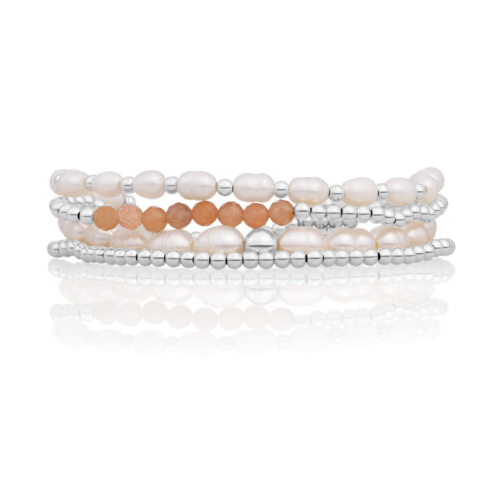 Stack de bracelets de Sunstone Pearl Sunstone | Argent