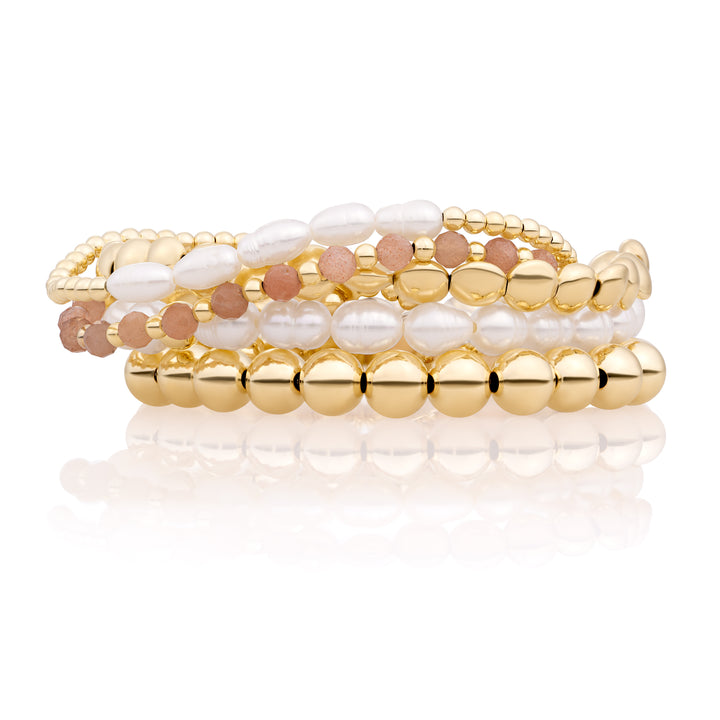 Pearl Bubble Saturn Bracelets Stack | Gold Plated