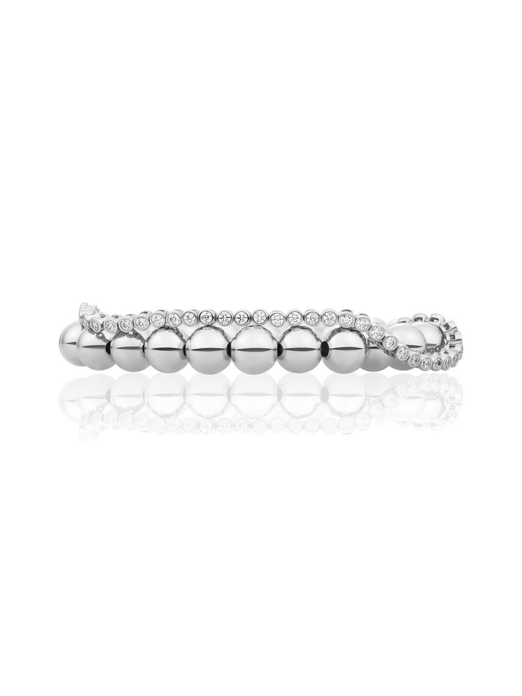 Essential Tennis Round Saturn Armbanden Stack Zilver