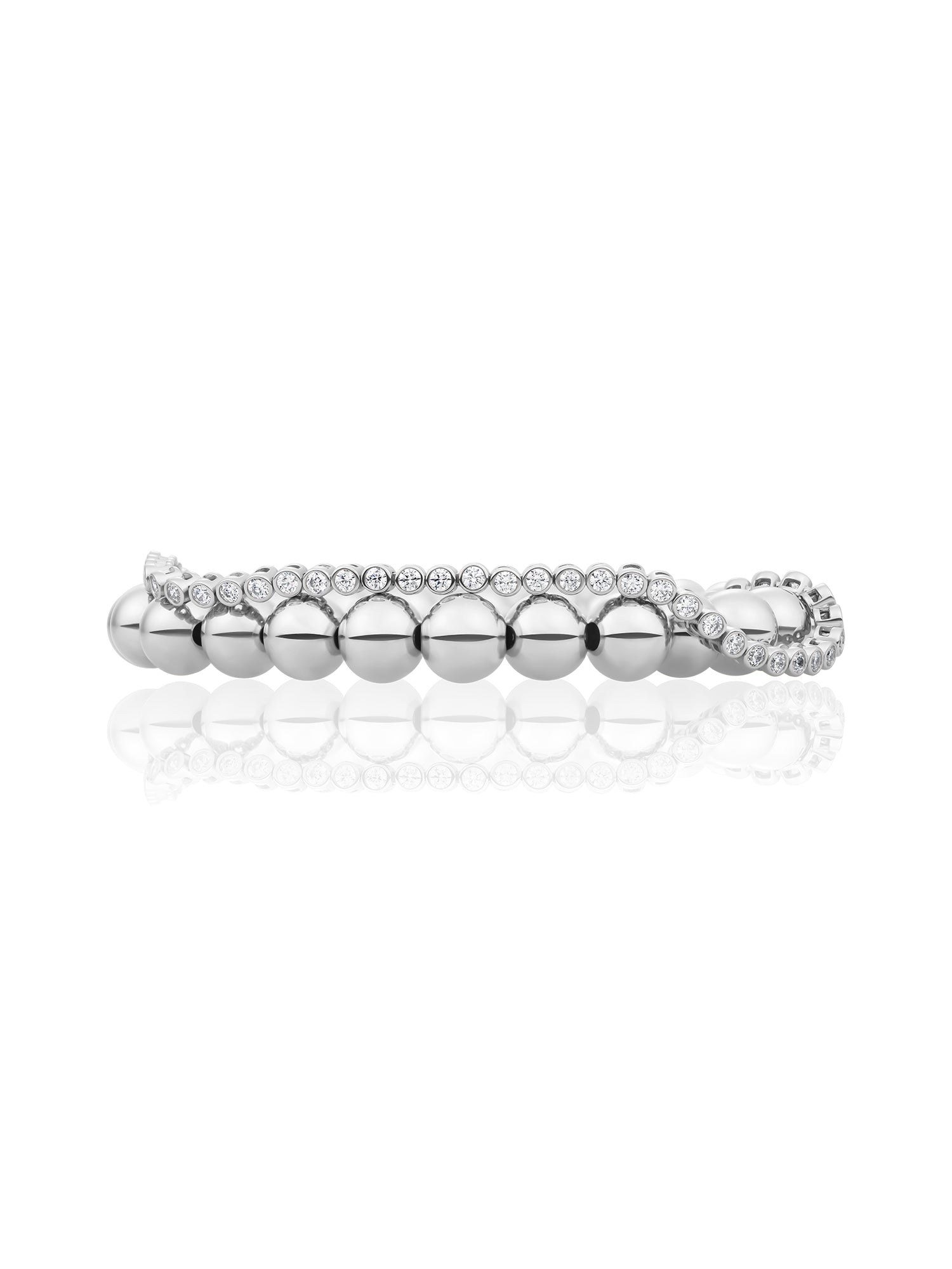 Essential Tennis Round Saturn Armbanden Stack Zilver
