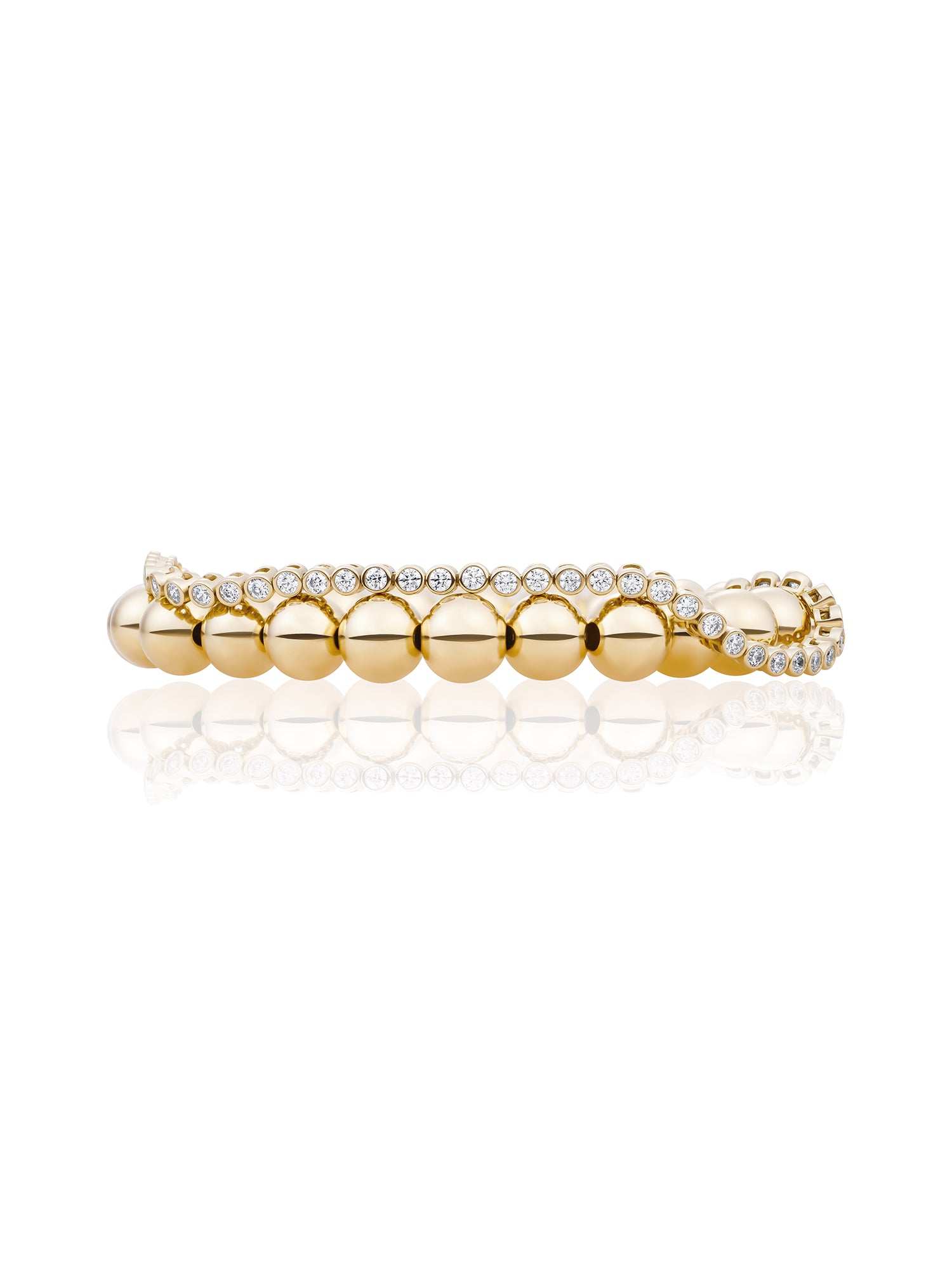 Essential Tennis Round Saturn Armbanden Stack Goud Kleurig