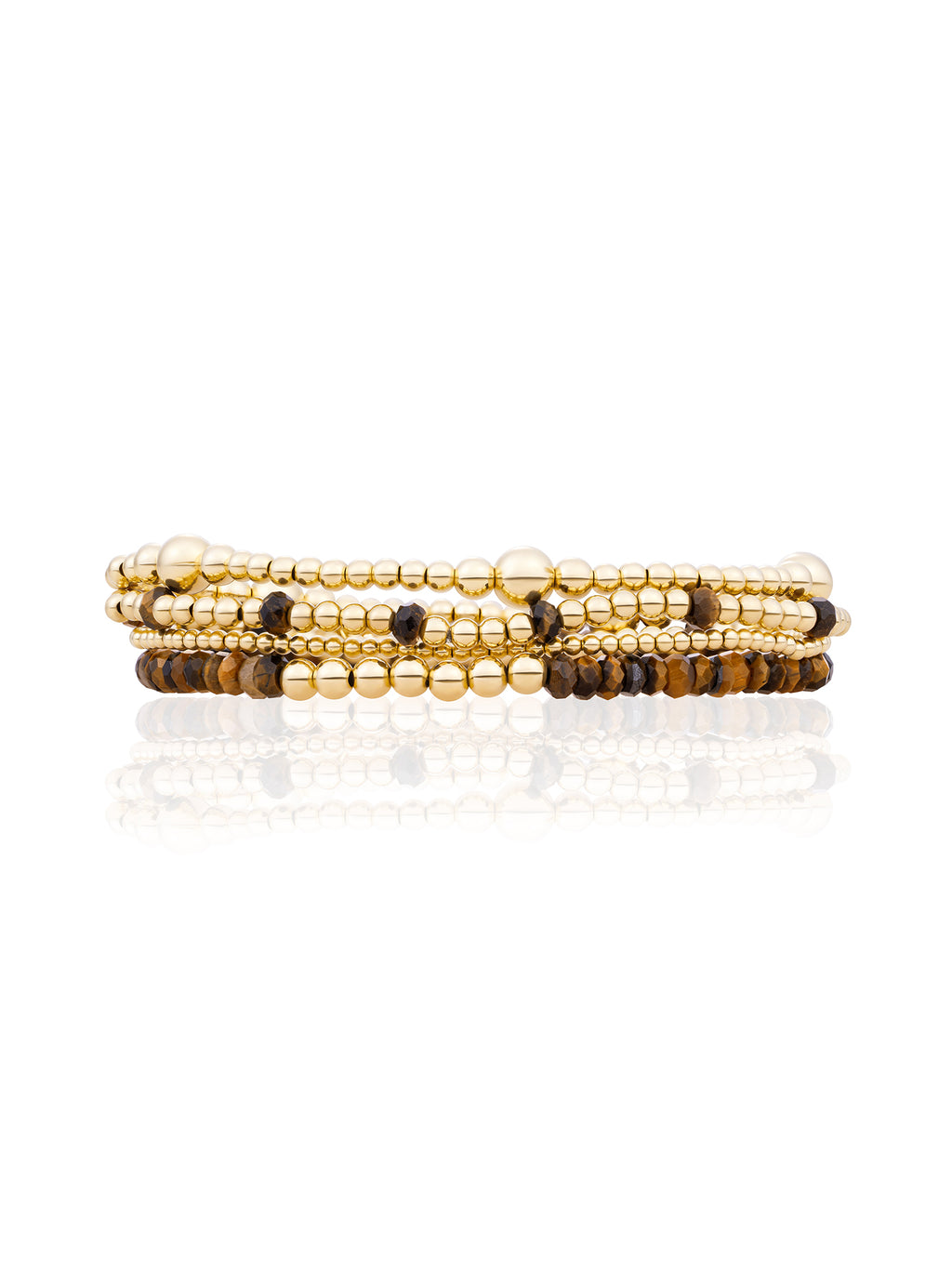 Tiger Eye Reverse Universe Bold Mix Armbanden Stack Goud Kleurig