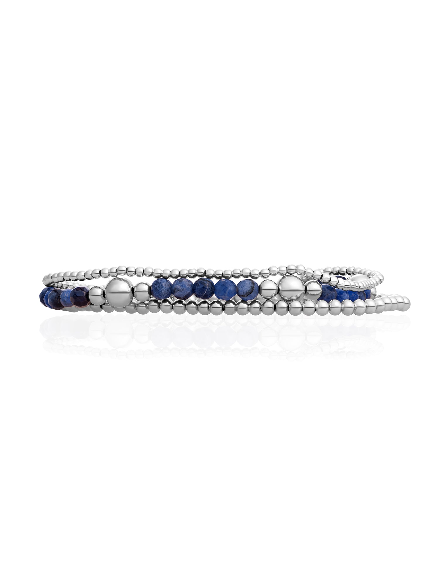 Sodalite Bold Mix Saturn Armbanden Stack Zilver