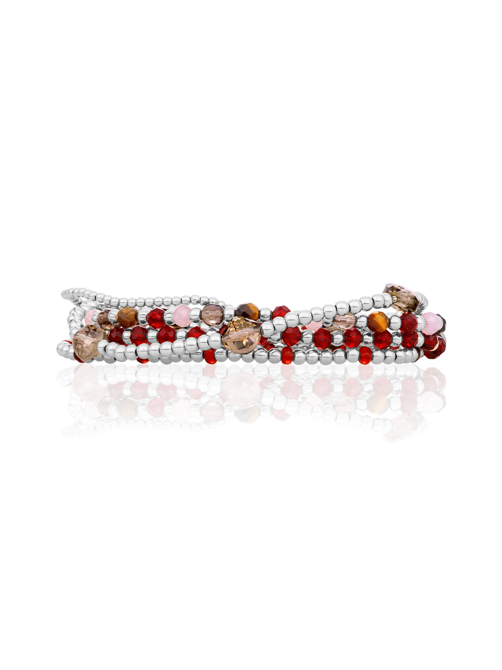 Ruby Smoky Quartz Multi Gem Interstellar Armbanden Stack Zilver