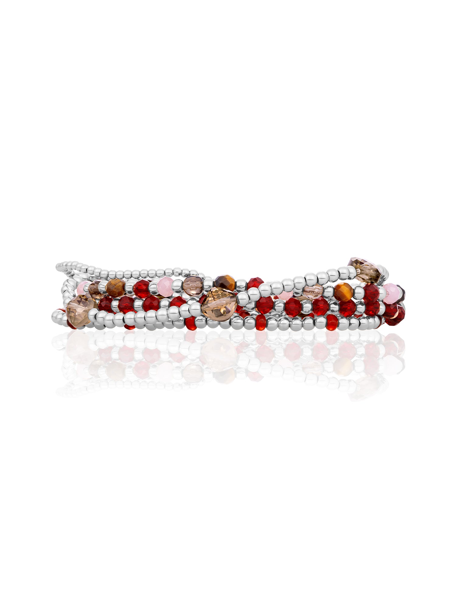 Ruby Smoky Quartz Multi Gem Interstellar Armbanden Stack Zilver