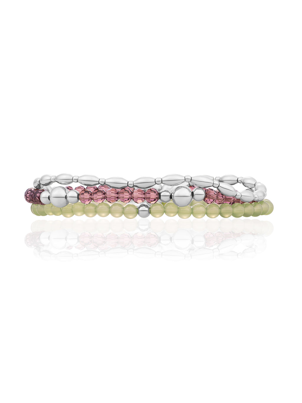 Lime Jade Aubergine Quartz Bold Mix Armbanden Stack Zilver