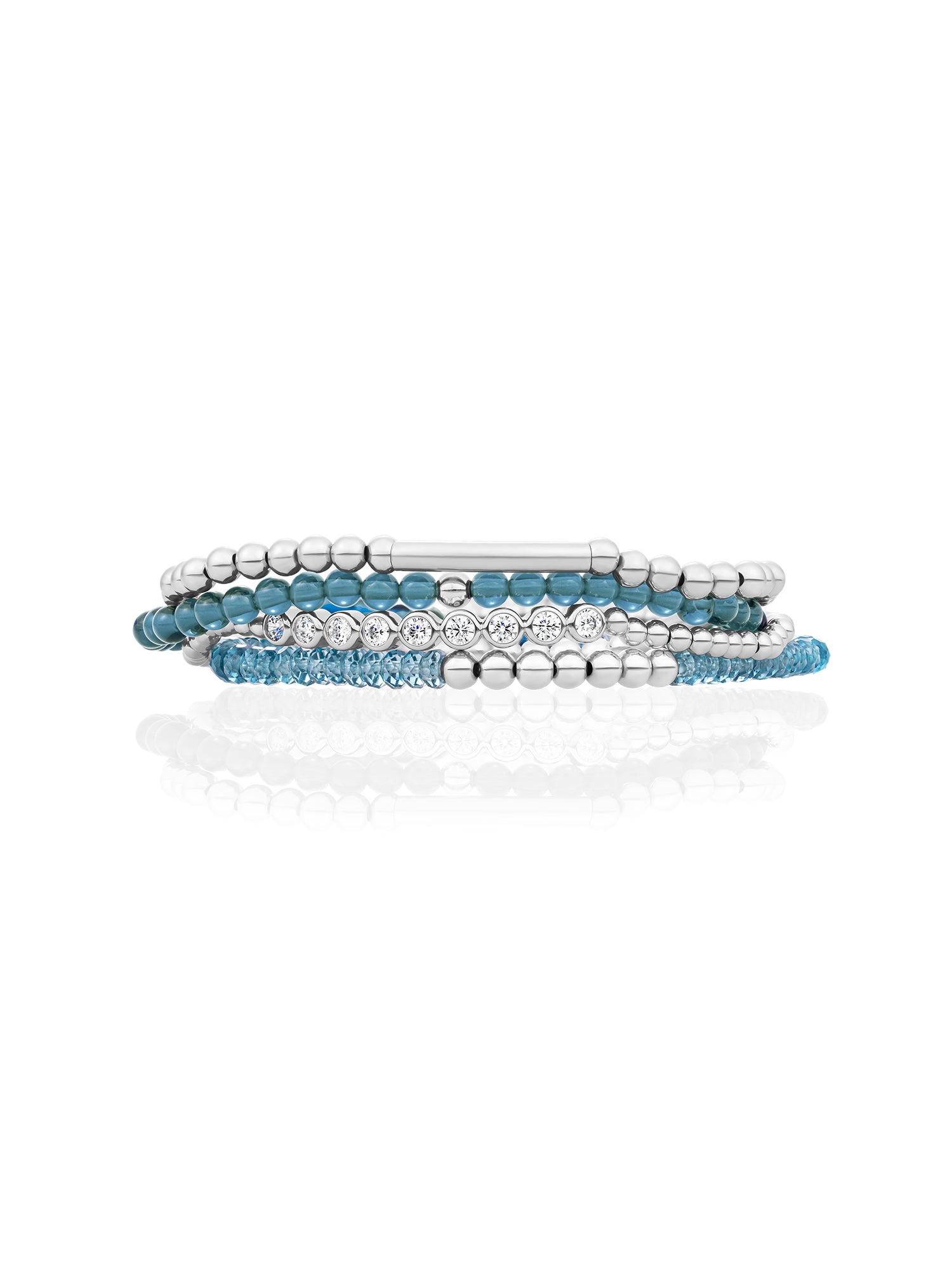 Ocean Topaz Quartz Tube Armbanden Stack Zilver
