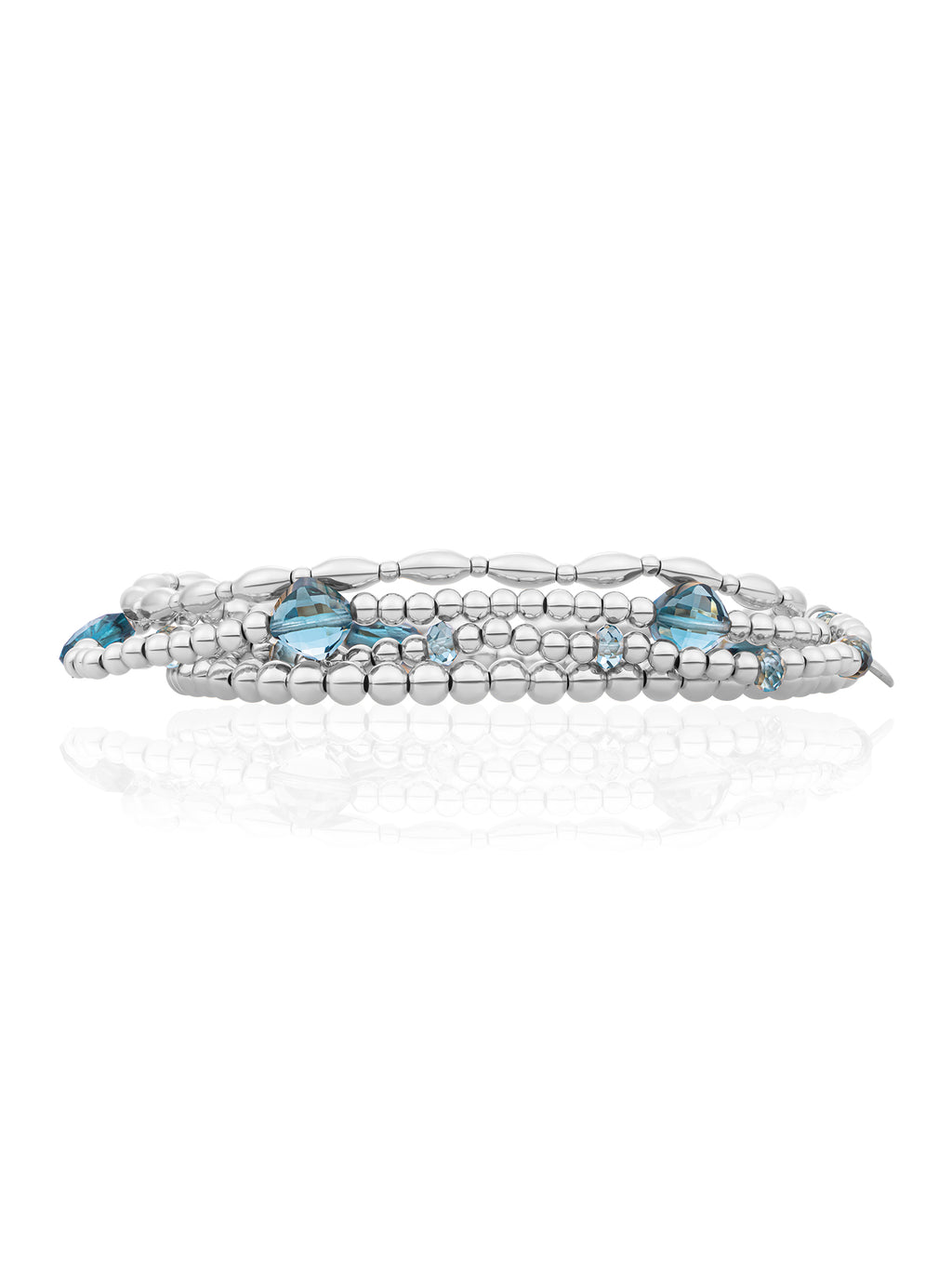 Ocean Topaz Quartz Cushion Cut Rice Armbanden Stack Zilver