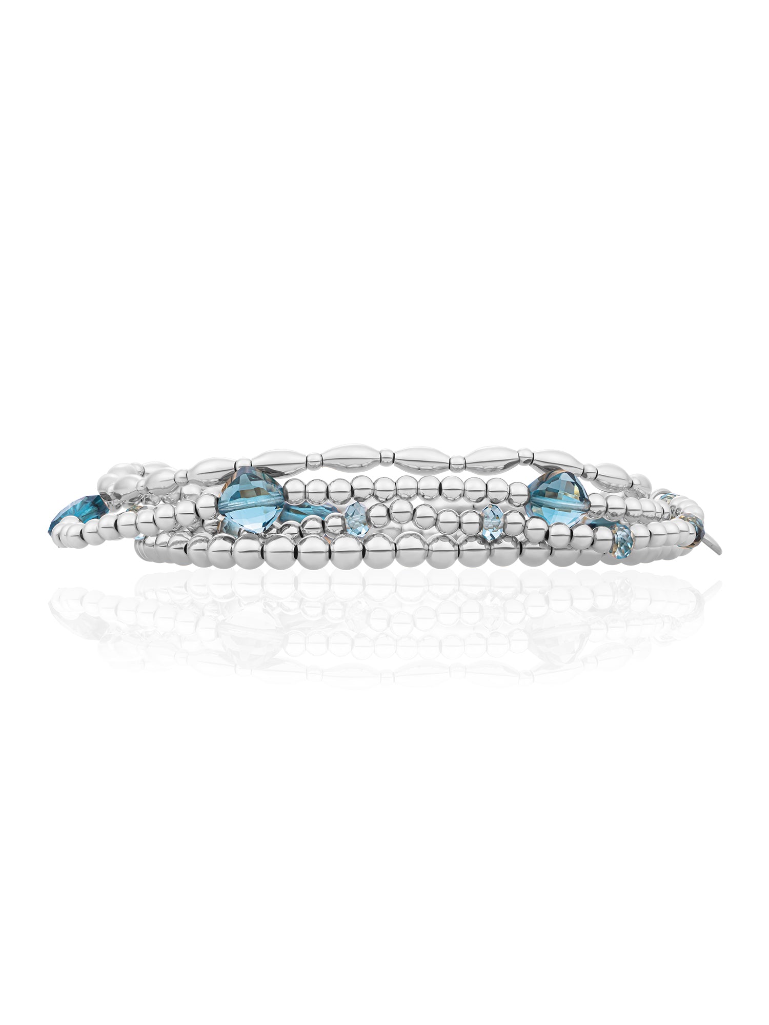 Ocean Topaz Quartz Cushion Cut Rice Armbanden Stack Zilver
