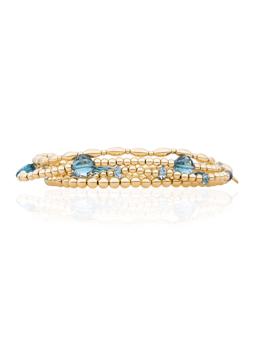 Ocean Topaz Quartz Cushion Cut Rice Armbanden Stack Goud Kleurig