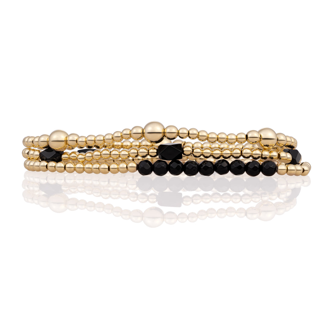Onyx Reverse Edge Mix Bronaden Stack | Gold Plated