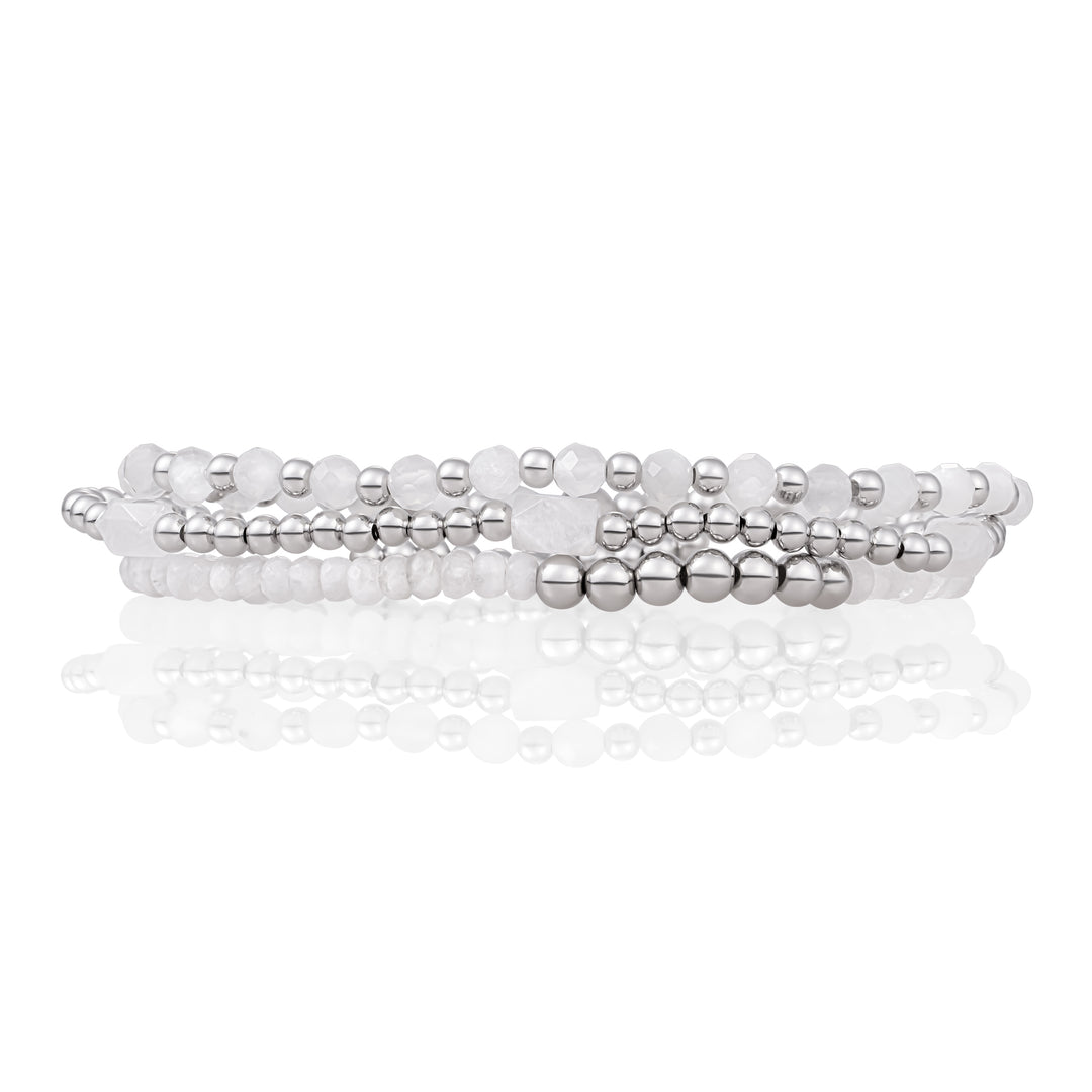 Moonstone Reverse Bracelets Stack | Silver
