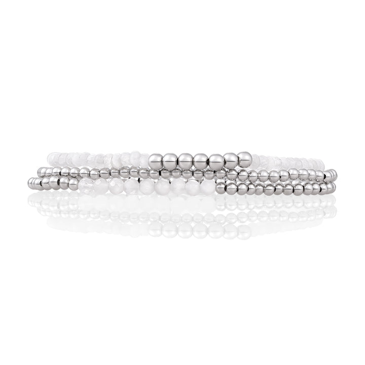 Moonstone Universe bracelets stack | Silver