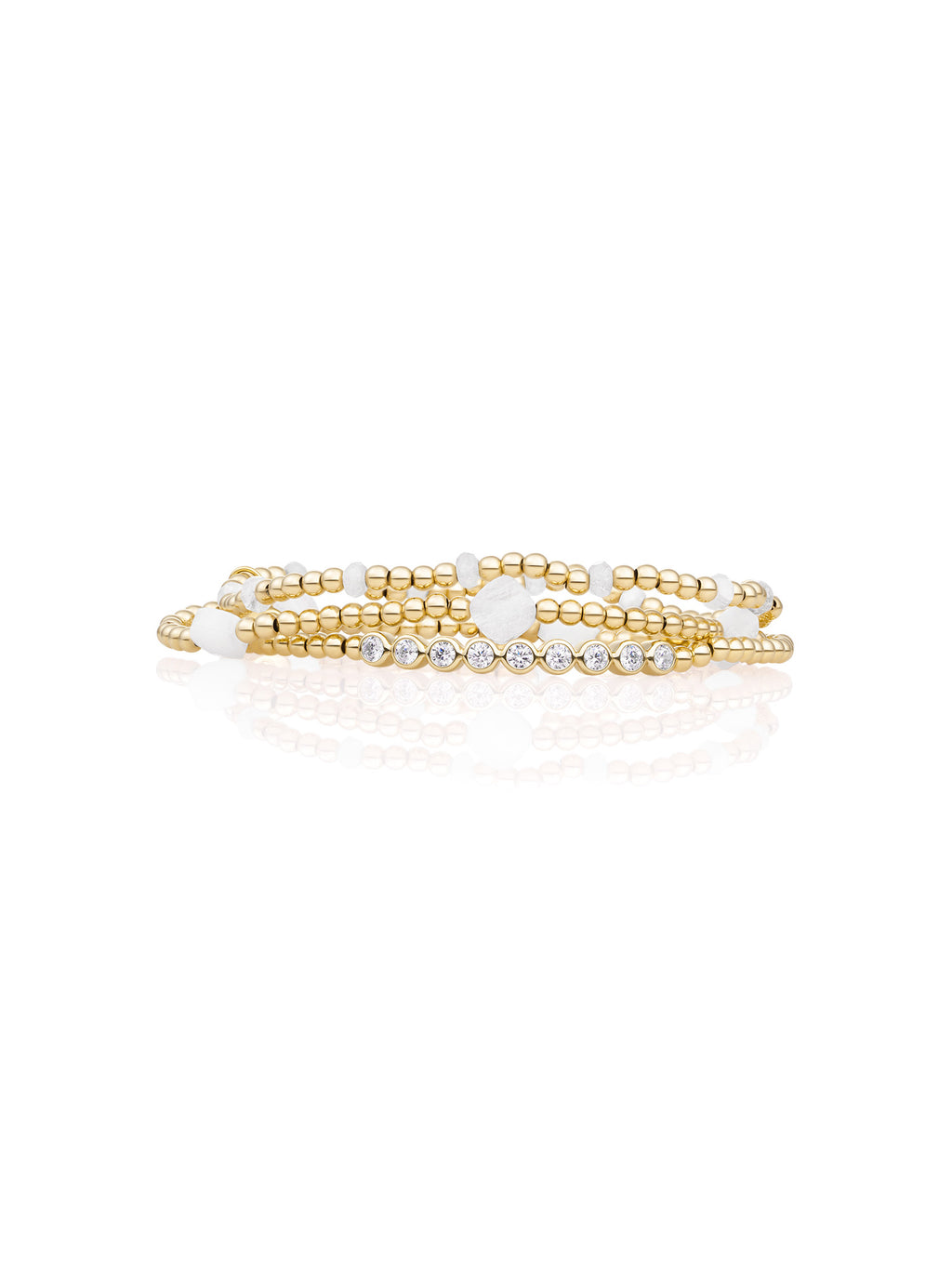 Moonstone Reverse Roundel Cushion Cut Armbanden Set Goud - Sets