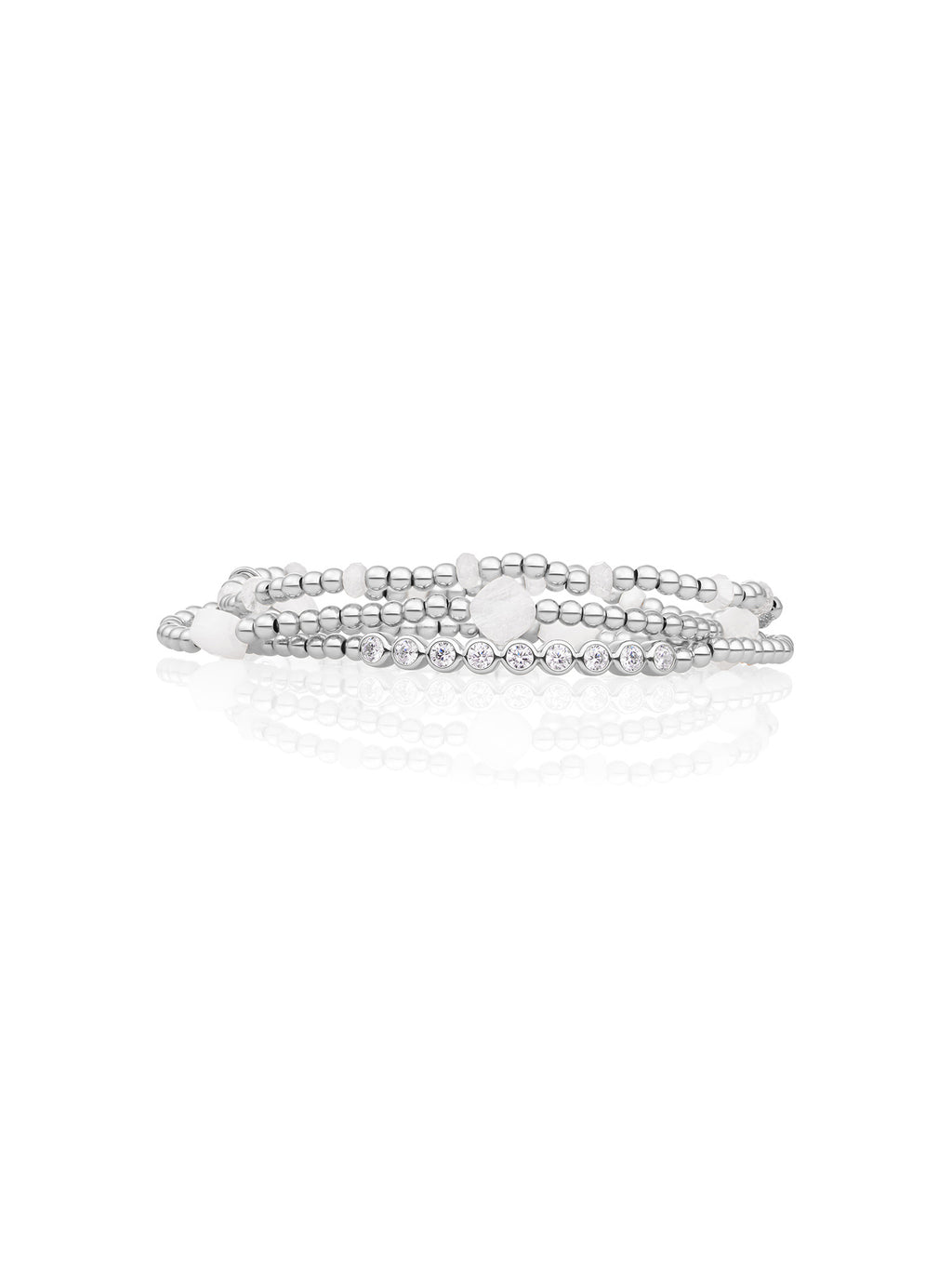 Moonstone Reverse Roundel Cushion Cut Armbanden Set Zilver - Sets