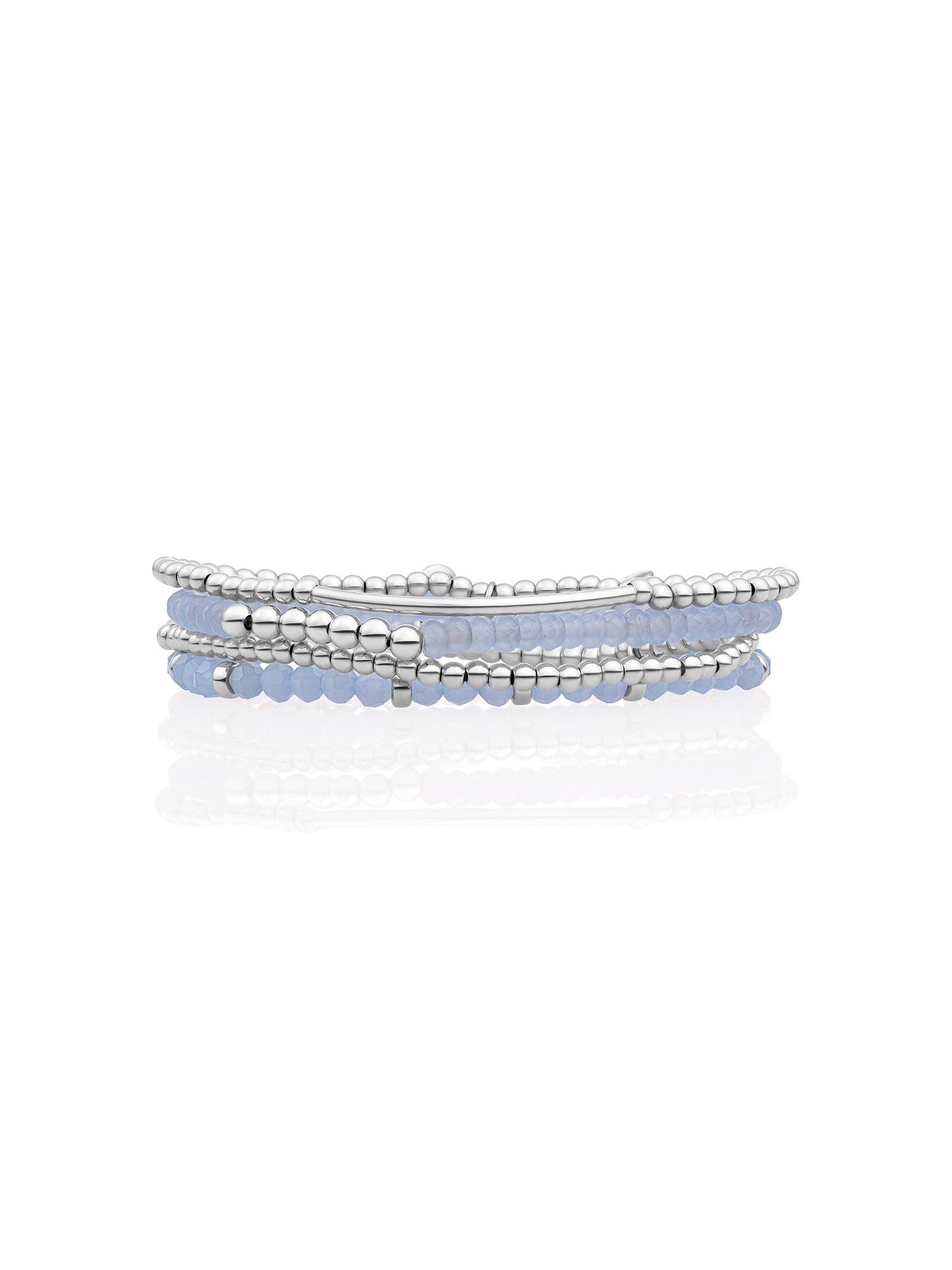 Milky Blue Jade Tube Roundel Armbanden Set Zilver - Sets