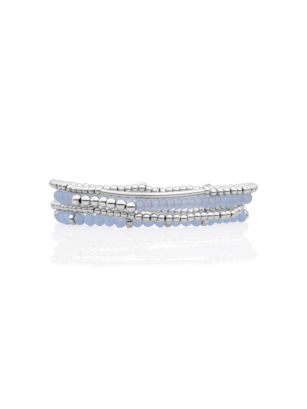 Milky Blue Jade Tube Roundel Armbanden Set Zilver - Sets
