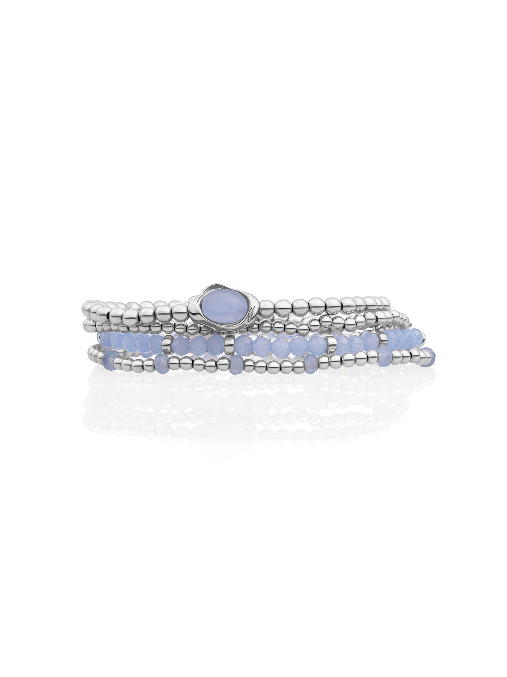 Milky Blue Jade Flow Roundel Armbanden Set Zilver - Sets