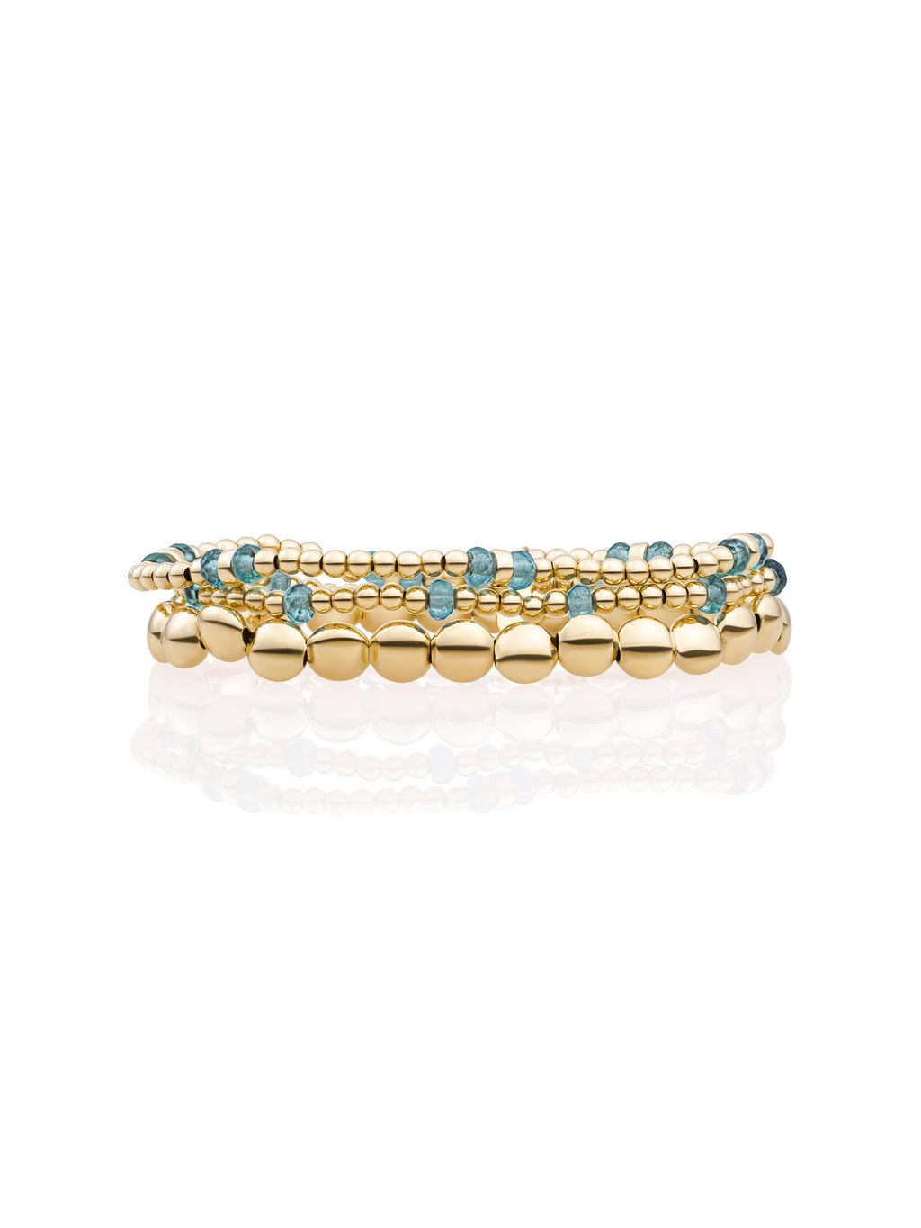 Turquoise Quartz Roundel Mix Armbanden Set Goud - Sets