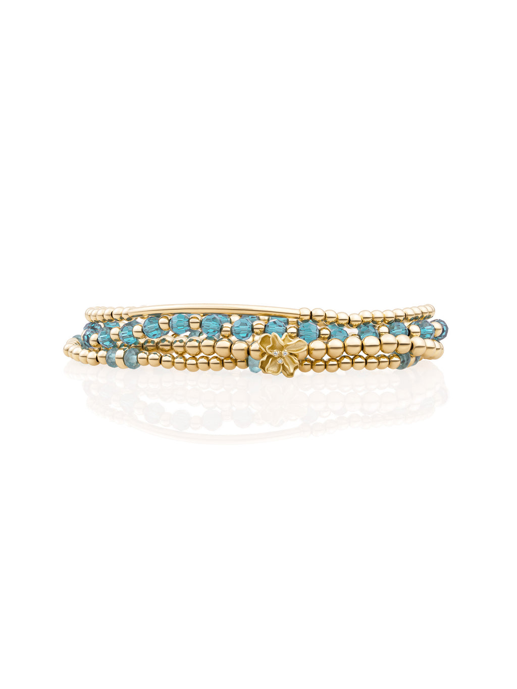 Turqoise Quartz Botanic Tube Armbanden Set Goud - Sets