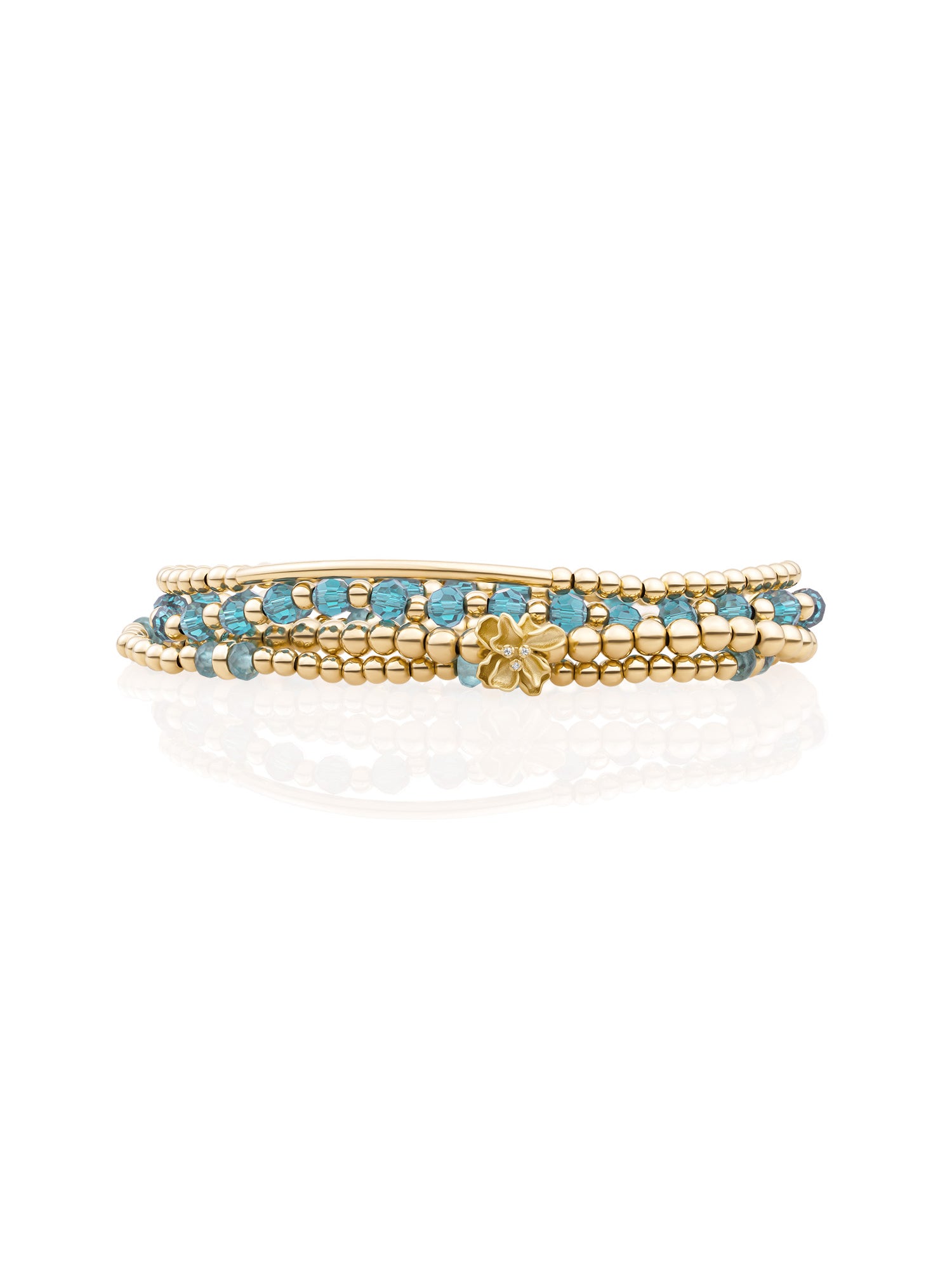 Turqoise Quartz Botanic Tube Armbanden Set Goud - Sets