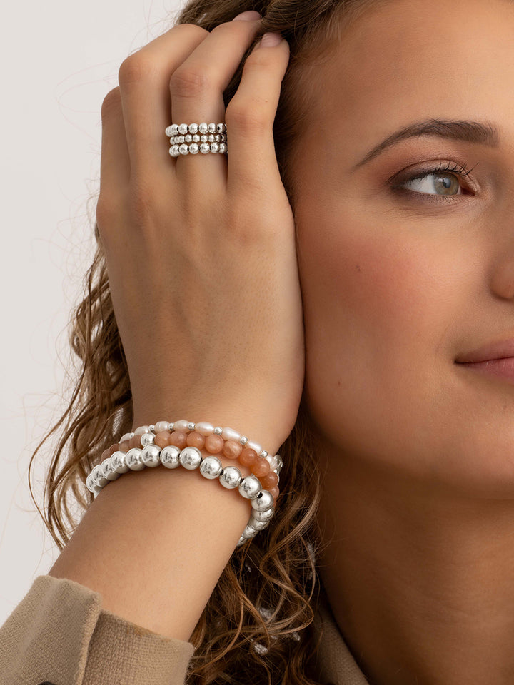 Stack de bracelets Saturne Interstellar Pearl | Argent