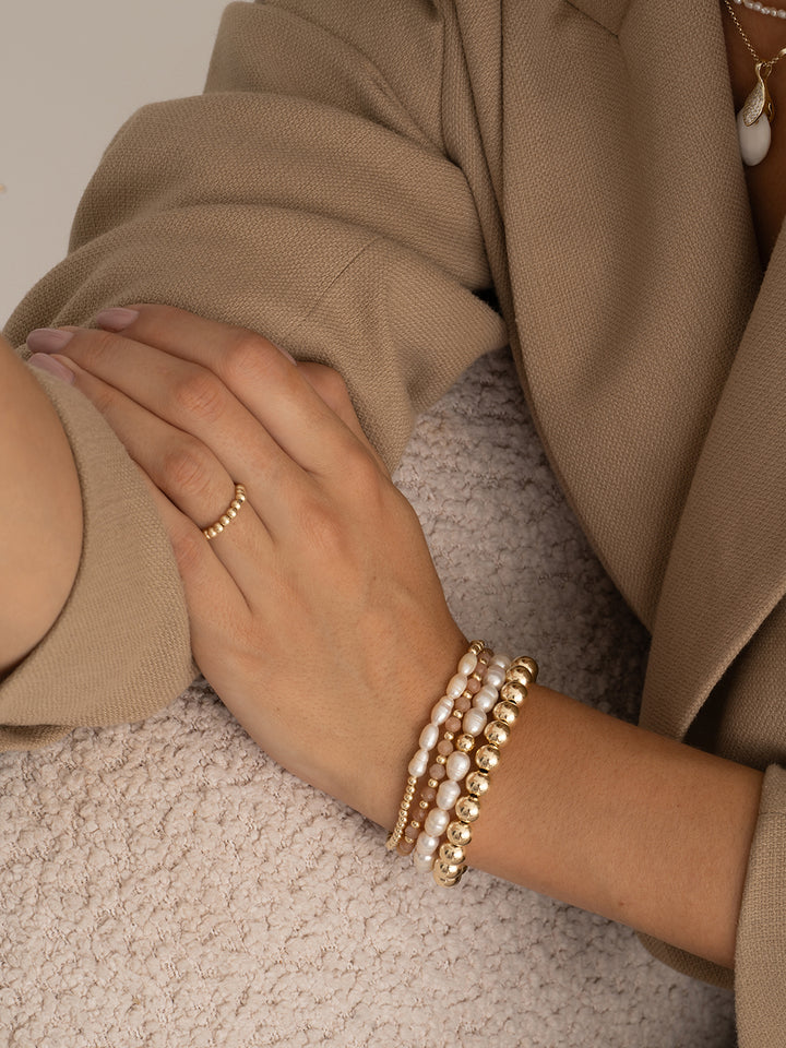 Pearl Bubble Saturn Bracelets Stack | Gold Plated