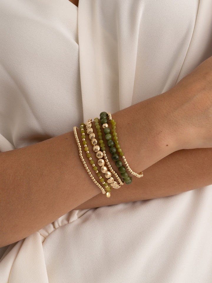 Southern Jade Interstellar Universe Bracelets Stack | Gold -gelenkt