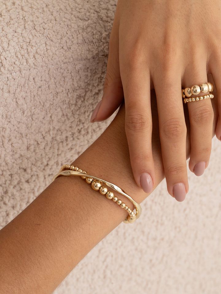 Wave Mix Armband | Gold -gelenkt