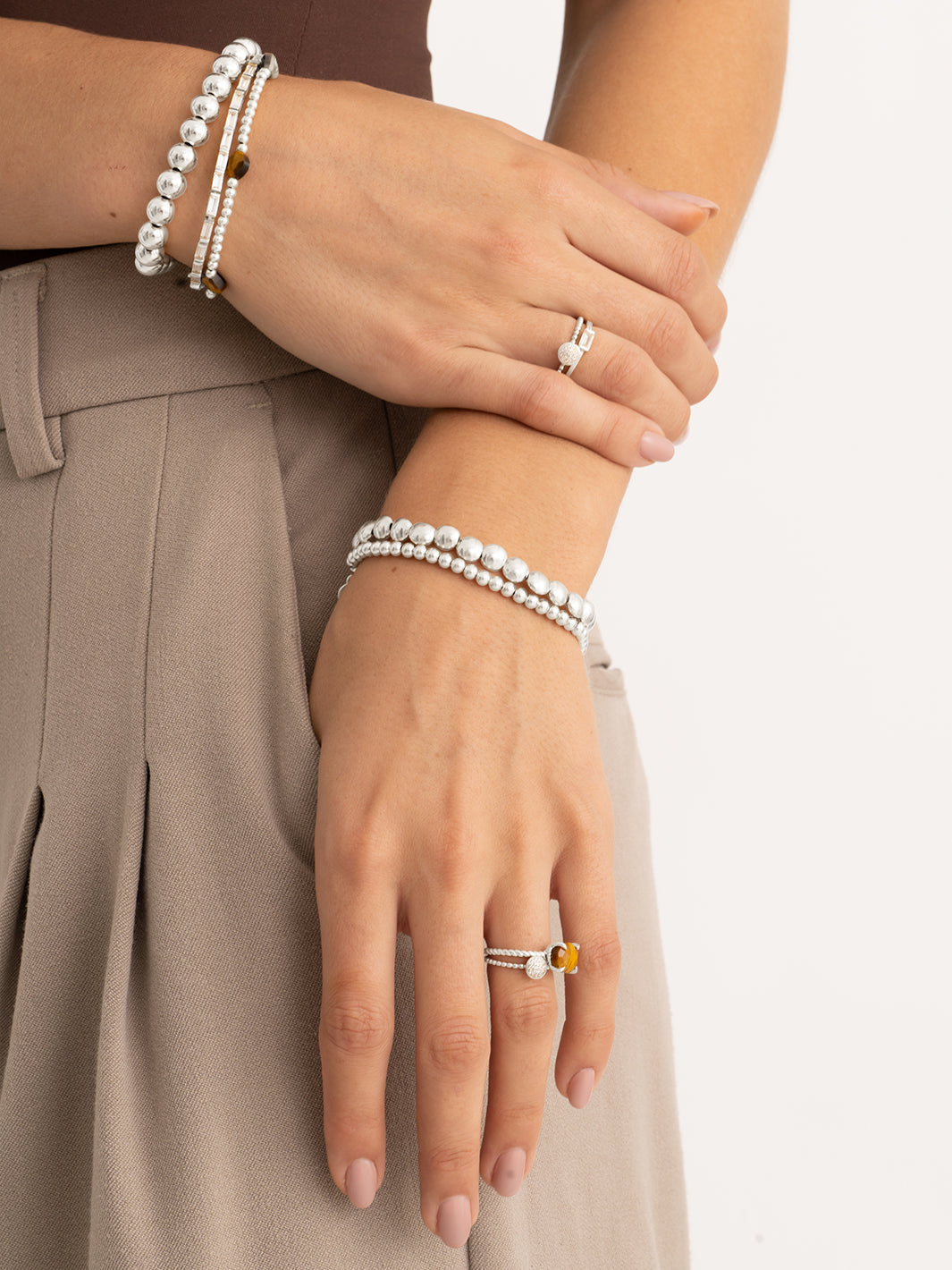 Plat Beads Bracelet | Argent