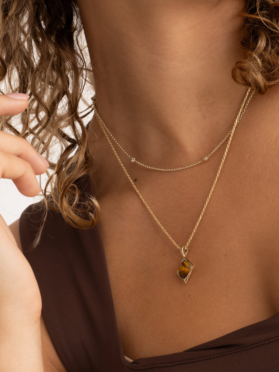 Cushion Cut Pendant | Tiger Eye