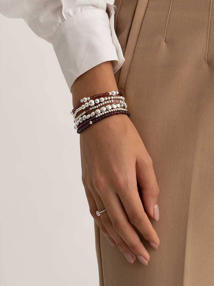 Aubergine Quartz Univers Bubble Bracelets Stack | Argent