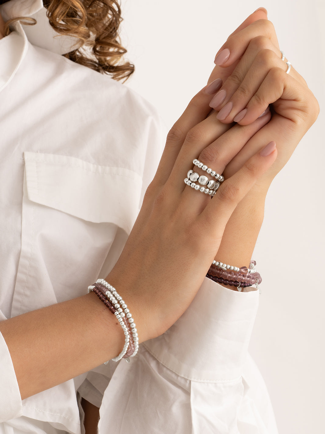 Essentials Double Bubble Rings Stack | Silver