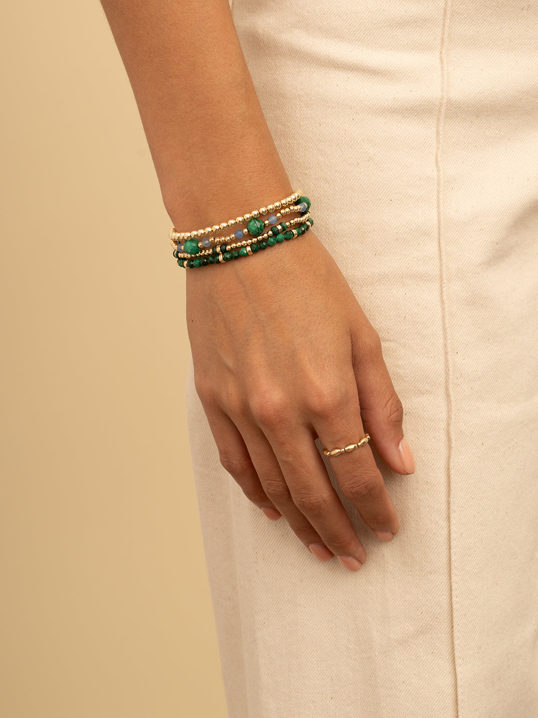 Double Reverse Roundel Armband Malachite