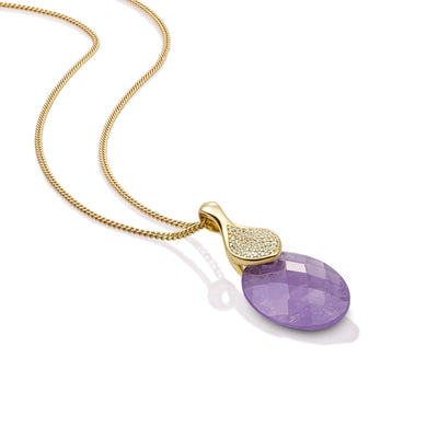 Amethyst Medium Oval necklace Set l Gold Plated