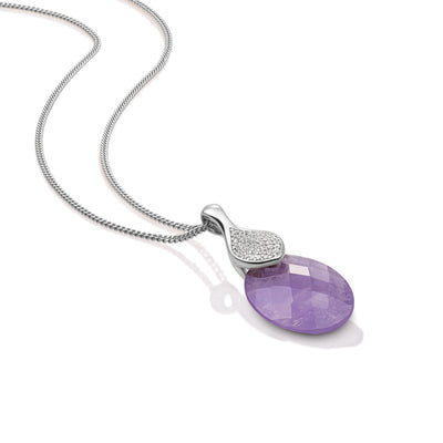 Amethyst Medium Oval Celestial Crystal necklace Set | Silver