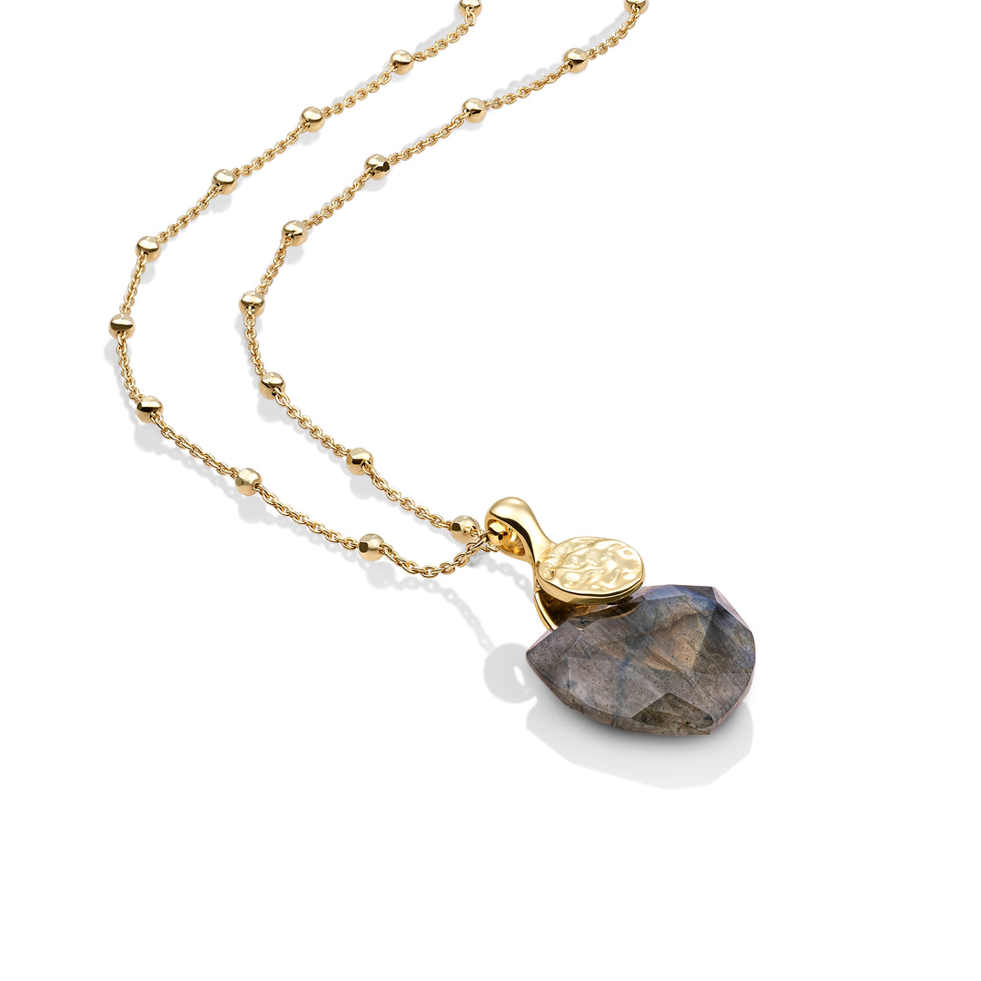Labradorite Trillion Cut Fuse necklace Set | Gold Plated