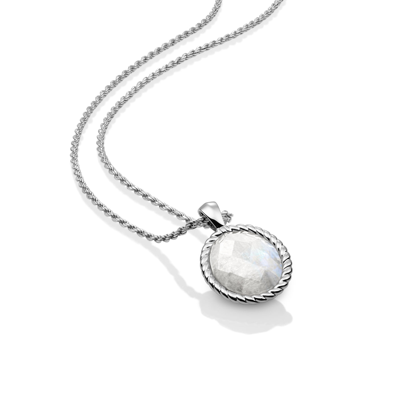 Moonstone Twist Amulet necklace Set | Silver